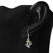 Thistle Silver Earrings w Citrine Stone, e295